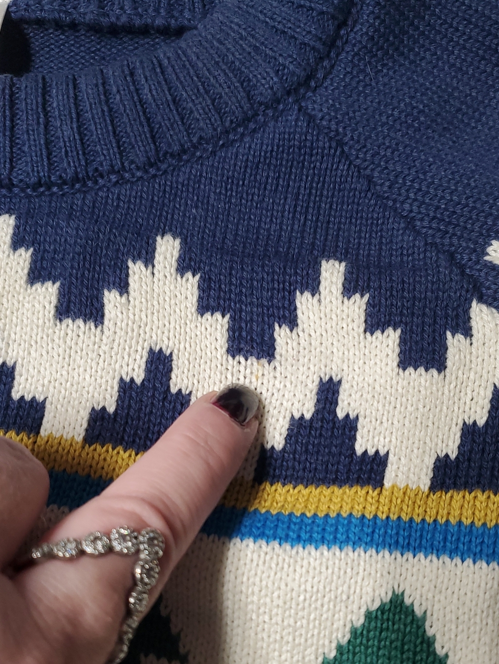 Womens Hanna Andersson Winter Solstice Holiday Sweater Size Small Blue Fairisle - Picture 9 of 15